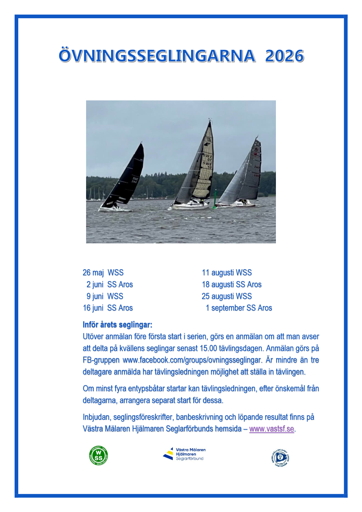 Affisch för Övningsseglingarna 2026 Affisch för Övningsseglingarna 2026